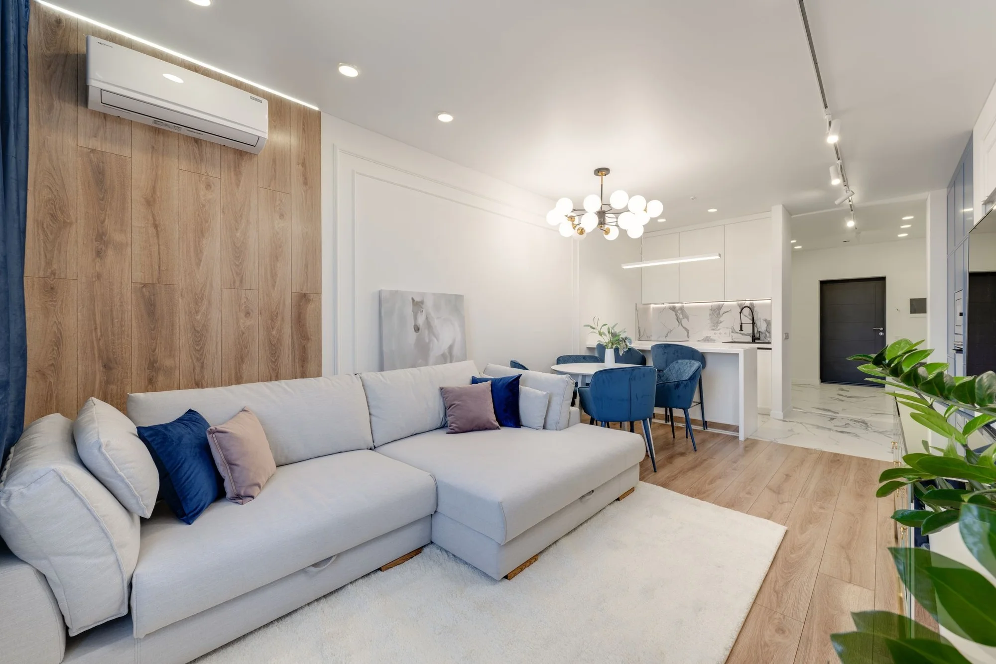 Open-plan living and dining room